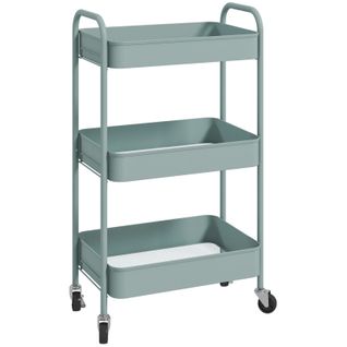 Desserte De Cuisine Style Néo-rétro - 3 Étagères - Acier