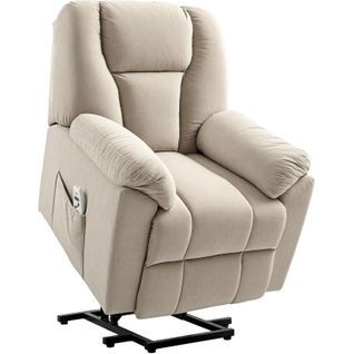 Fauteuil Releveur Massant Chauffant Inclinable Relevable Tissu Beige