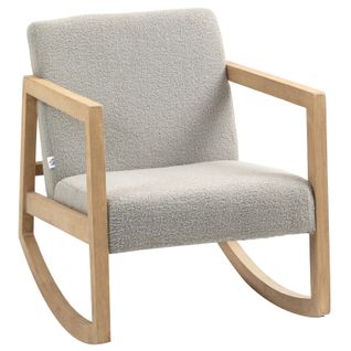 Fauteuil Lounge à Bascule Bois Hévéa Effet Peau De Mouton