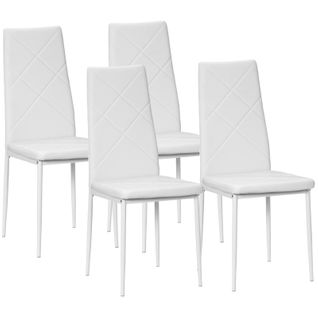 Lot De 4 Chaises De Salle à Manger Style Chesterfield Acier Synthétique Blanc