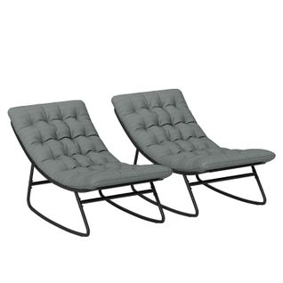 Lot De 2 Chaises à Bascule Avec Matelas Sophy Gris Et Noir