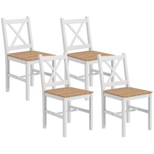 Lot De 4 Chaises Sonny Bois Et Blanc