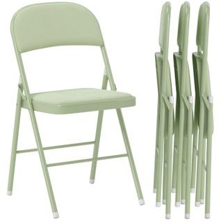 Lot De 4 Chaises Pliantes Logan Velours Vert