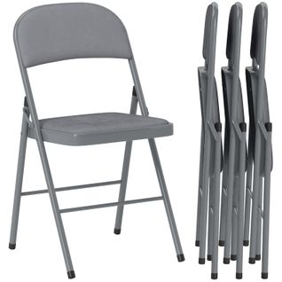 Lot De 4 Chaises Pliantes Ryan Velours Gris Clair