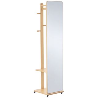 Miroir Sur Pied Avec Roulettes Hely Aspect Bois