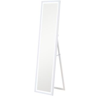 Grand Miroir LED 40 X 160 Cm Fabio Effet Bois Blanc