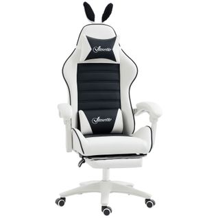 Chaise Gaming Inclinable Repose-pieds Caretto Noire Et Blanche