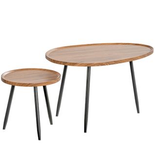 Lot De 2 Tables Gigognes Rondes Noa Effet Noyer