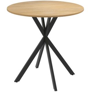 Table Ronde Bois Style Industriel Piètement Croisé Lea Aspect Chêne