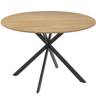 Table Ronde Bois Piètement Croisé Peggy Aspect Chêne Et Noir