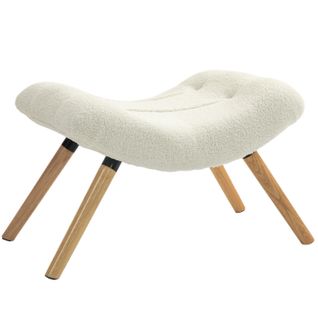 Pouf Bouclette Assise Courbée Adele Blanc Crème
