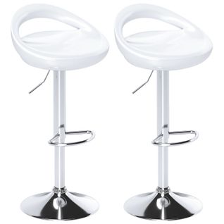 Lot De 2 Tabourets De Bar Pivotant Repose-pieds Aladie Blanc