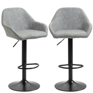 Lot De 2 Tabourets De Bar Design Effet Vieilli Coline Gris Et Noir