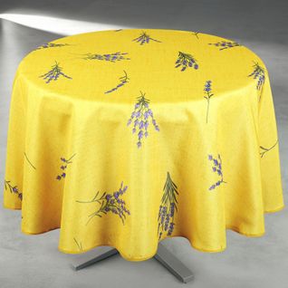 Nappe Anti-tâche Ronde Motif Lavande - 160x160 Cm - Jaune