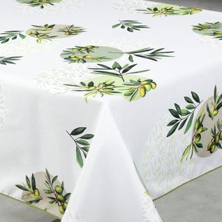Nappe Anti-tâche Rectangulaire Motif Olive - 145x240 Cm - Vert
