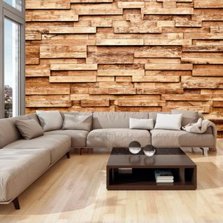 Papier Peint Palissade 350 X 245 Cm Bois Clair