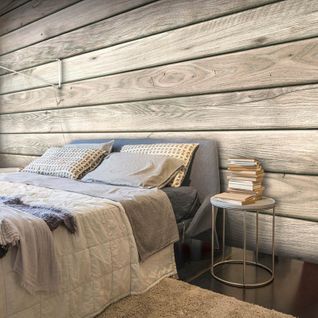 Papier Peint Ambiance Rustique 350 X 245 Cm Bois Clair