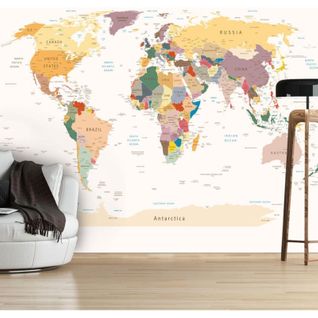 Papier Peint Carte Du Monde 350 X 245 Cm Beige