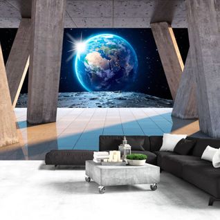 Papier Peint Marche Lunaire 300 X 210 Cm Bleu