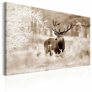 Tableau Cerf En Sépia 120 X 80 Cm Marron