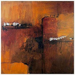 Tableau Terre D'abstraction 40 X 40 Cm Marron