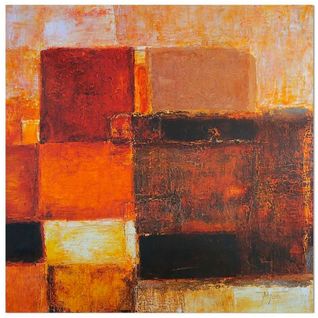 Tableau Formes Sombres Abstraction 30 X 30 Cm Orange