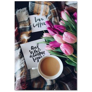 Tableau Bois L'amour Du Café 40 X 50 Cm Rose
