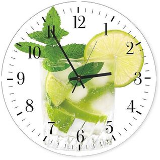 Horloge Murale Rafraîchissante Mojito Design Vibrant 40 X 40 Cm Blanc