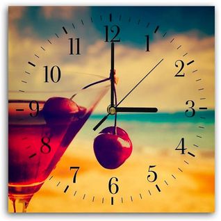 Horloge Cocktail Cerise Pour Décoration Intérieure Tendance 50 X 50 Cm Orange