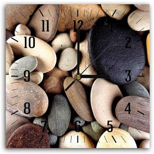 Horloge Décorative Murale Motif Galets Apaisants 60 X 60 Cm Beige