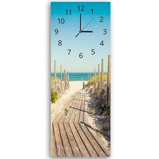 Horloge Panorama Plage Et Mer Pour Ambiance Bord De Mer 25 X 65 Cm Bleu