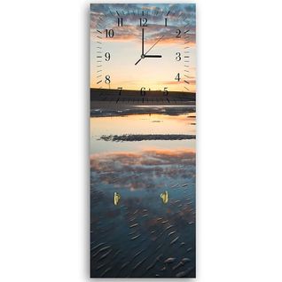 Horloge Murale Paysage Coucher De Soleil Élégante Et Fonctionnelle 30 X 90 Cm Bleu
