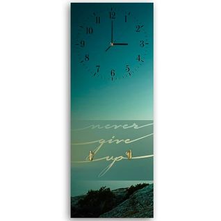 Horloge Murale Inspirante Bleu-vert Avec Paysage Nature 25 X 65 Cm Bleu