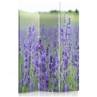 Paravent Décoratif Champ De Lavande - Intimité Et Style 110 X 150 Cm - 2 Faces R° V° + 360° Violet