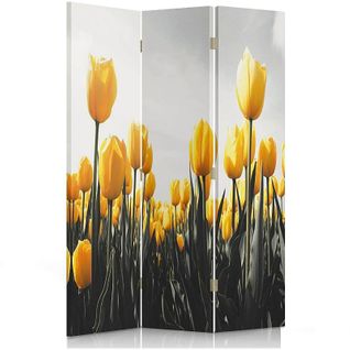 Paravent Décoratif Tulipes Jaunes Pour Une Ambiance Zen 110 X 180 Cm - 2 Faces R° V° + 360° Jaune