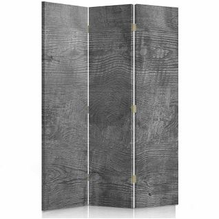 Paravent Design Gris Bois 3 Panneaux Pour Intérieur Chic 110 X 150 Cm - 2 Faces R° V° Gris