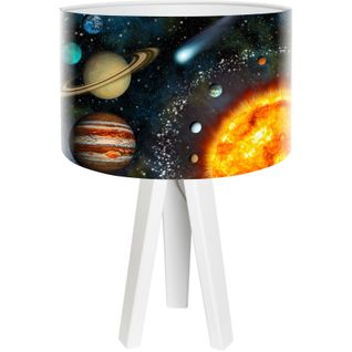 Lampe De Chevet Enfant Trépied Abat Jour Noir Et Multicolore