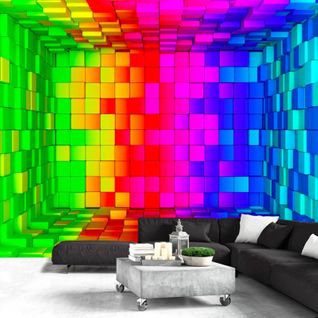 Papier Peint Cube Arc-en-ciel 150 X 105 Cm Multicolore