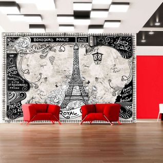 Papier Peint Bonjour Paris 150 X 105 Cm Noir