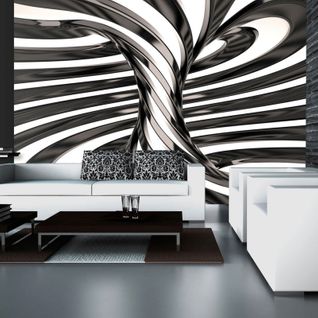 Papier Peint Tourbillon Noir Et Blanc 200 X 140 Cm Noir