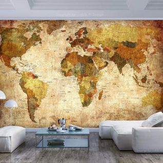 Papier Peint Ancienne Carte Du Monde 300 X 210 Cm Marron