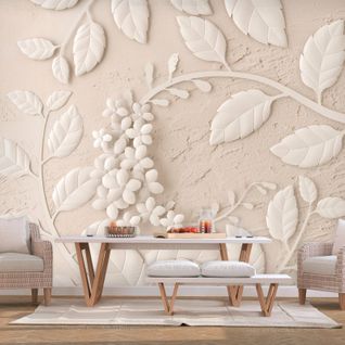 Papier Peint Fleurs En Papier Beige 350 X 245 Cm Beige