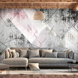 Papier Peint Perspective Triangulaire 400 X 280 Cm Gris