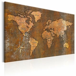 Tableau Monde Rouillé 120 X 80 Cm Marron