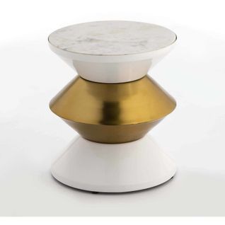 Table D’appoint Marbre Blanc 36x36x39cm