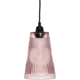 Lampe Suspendue Verre Rose 14,5x14,5x25cm
