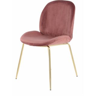 Chaise Rembourrée Assise Rose Pieds Doré (lot De 2)