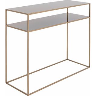 Console 2 Plateaux En Métal Thermolaquél Doré L100cm