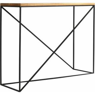 Console En Bois Massif Clair Et Métal Noir L100cm