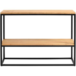Console 2 Plateaux Chêne Pied Métal Noir L100cm